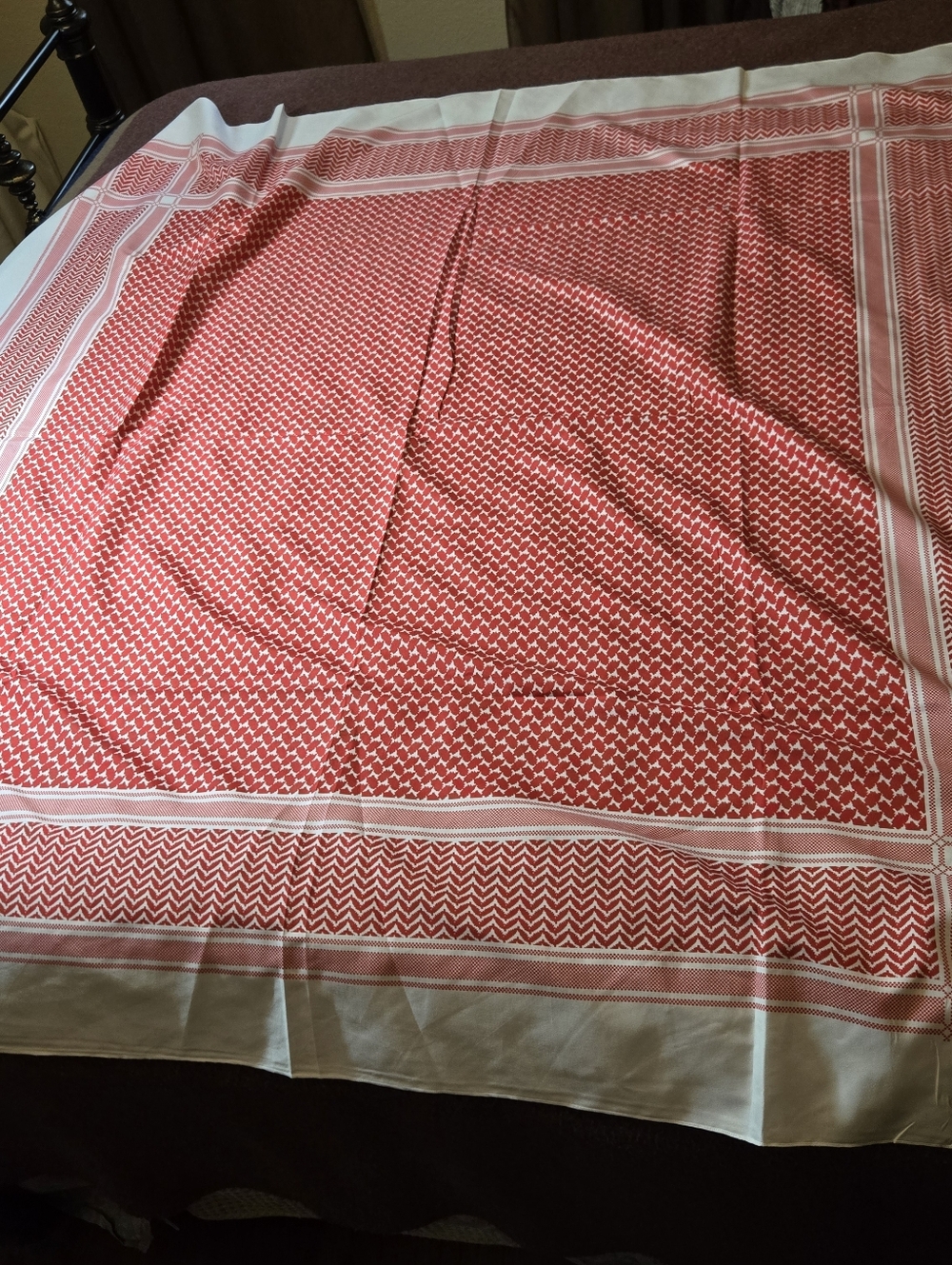 Palestinian Keffiyeh Scarf In Red And White 55x55in